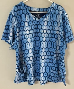Barco One Heart Purpose Life Blue Print Women’s 5XL Scrub Top - Picture 1 of 5