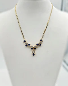 Collier Or Jaune 18k 9.87 grs Saphirs et Diamants - Bijoux occasion - Imagen 1 de 1