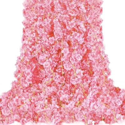 Guirnalda de flores de cerezo de seda artificial de 59 pies 10 piezas, enredaderas de flores Sakura colgantes para Foto 1 de 4