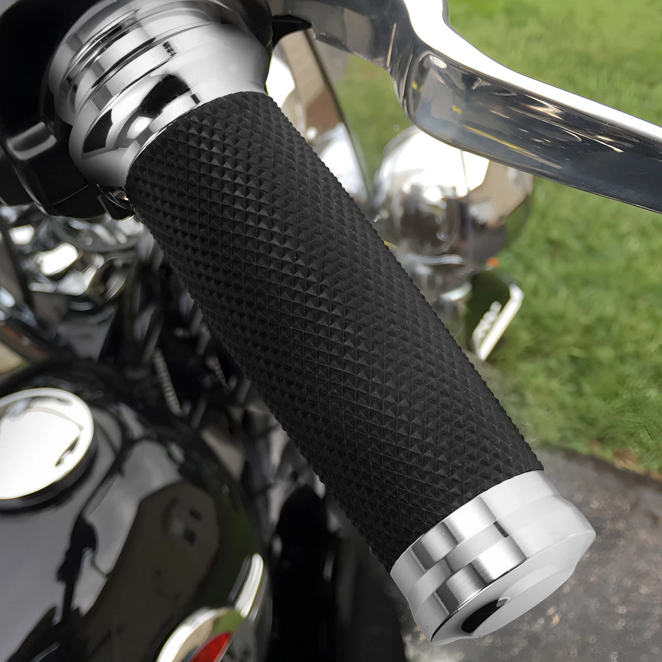 Empuñaduras de manillar cromadas de 1" para motocicleta 2 piezas para Harley Touring Electra Glide Foto 1 de 4