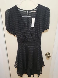 BEAUTIFUL NWT Francescas black striped romper W/ TIE BACK SZ XL - Picture 1 of 8