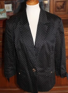 Women's Anne Klein Black Polka Dot Lined Blazer Sz XL CB#3-3 - Picture 1 of 7