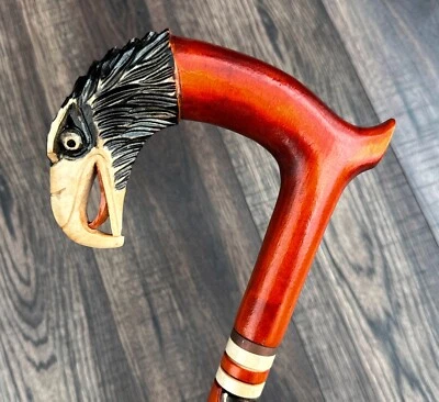 Bastón de madera único hecho a mano Bastón de senderismo Eagle Carvin Foto 1 de 4