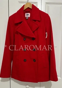 NEU Old Navy Damen Red Wool Pea Coat Jacke Small Tall - Bild 1 von 13