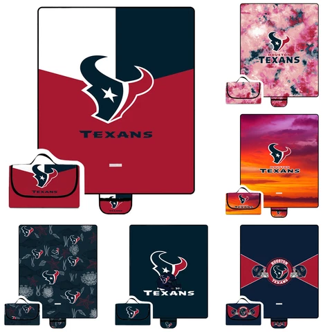 Houston Texans Waterproof Picnic Blanket Foldable Oxford Family Camping Mat Gift Cover