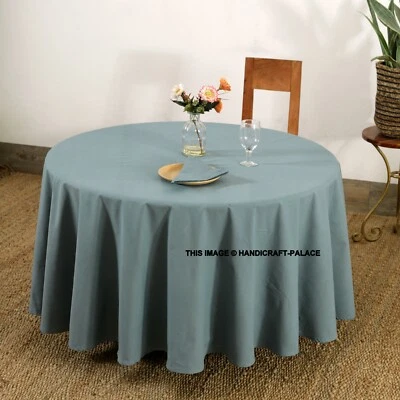 Cotton Round Tablecloth With Napkins set Washable Dining Table Decor Cover 60" - Image 1 of 4