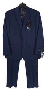 Sean John Men's Classic-Fit Stretch 2-Piece Suit Navy Blue Stripe 44S 34x30 NWT - Picture 1 of 13