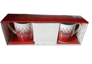 Dad's First & Mom's First Christmas Coffee Mug Cup American Atelier Stoneware - Picture 1 of 13