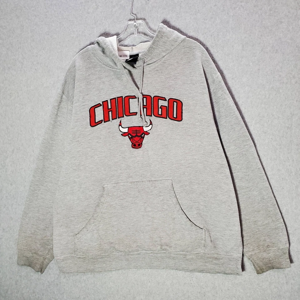 Sudadera DE COLECCIÓN Chicago Bulls Hombres XL Gris Sudadera con Capucha Adidas Logo Bordado LEER Foto 1 de 4