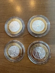 Four Queens Casino Silver Strike Goddess Set Of 4 Discontinued Las Vegas Clad - Picture 1 of 7