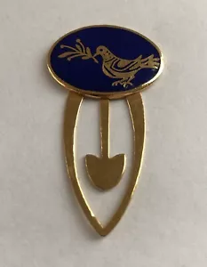 1985 MMA MUSEUM OF MODERN ART Blue Enamel Gold Tone Dove Bird Bookmark - Picture 1 of 5