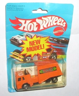Vintage 1982 Hot Wheels Hong Kong 3912 Trash Truck Orange New Model MOC - Image 1 of 3