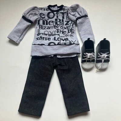 Madame Alexander Mia Bella Outfit Puff Sleeve Top Black Shoes And Jeans 18” - Image 1 of 4