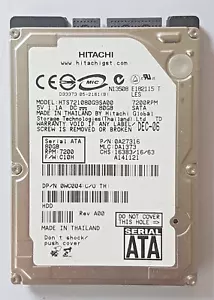 80 GB SATA Hitachi HTS721080G9SA00 7200rpm 8MB Hard Drive 2.5" Internal - Picture 1 of 1