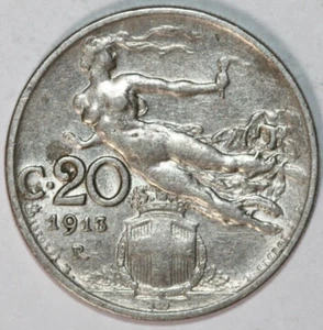 Italy 1913 R 20 Centesimi, Victory in Flight- Foreign Coin 21.25mm - Picture 1 of 2