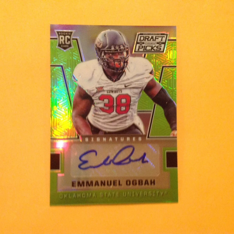 Emmanuel Ogbah #177 OSU Dolphins 5/5 made Auto 2016 Panini Prizm GREEN Ref RC  - Image 1 of 1