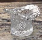 VINTAGE CLEAR GLASS DAISY BUTTON FENTON TOOTHPICK HOLDER HAT SHAPE