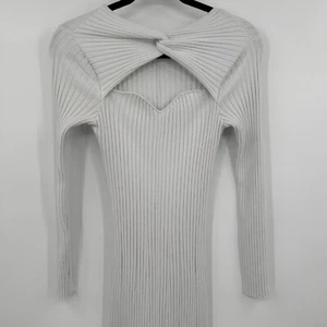 Amur Vivian Bodycon Dress Womens Medium Light Gray Ribbed Cut Out Twisted Front - Picture 1 of 10