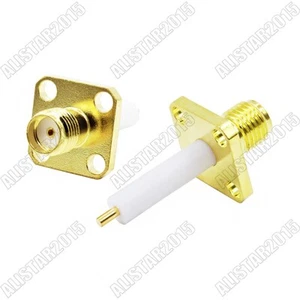 10x SMA Female Jack 4 Hole Panel Mount Solder Cup Connector 12mm Long Dielectric - Picture 1 of 4