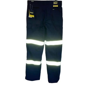NEW Bisley Utility Pants Men Sz W89 L84cm Cool Lightweight Taped Biomotion Navy - Picture 1 of 15