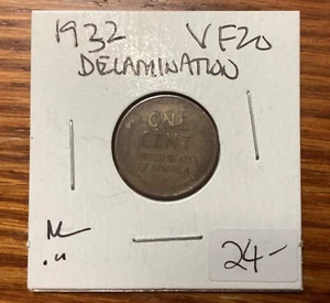 United States 1932 1 Cent Coin (VF) Delamination Error - Picture 1 of 2