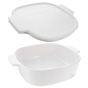 Corningware A-2-B-JW Pyroceram Just White Stove Top Dish & A-2-PC White Lid - Picture 1 of 5