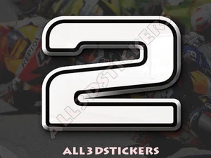 3D Stickers Resin Domed NUMBER 2 TWO - Color White - 50 mm(2 inches) Adhesive - Picture 1 of 1