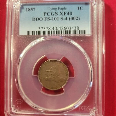 1857 flying eagle cent Pcgs  Xf-40 Fs 101 Snow 4 - Image 1 of 4