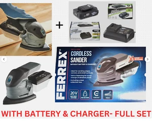 Ferrex 20V Cordless Palm Sander + 20V Battery + Charger Set- Power Tool New UK - Picture 1 of 13