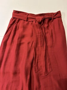 Anthropologie Maeve Red Wide Leg Pants Size 8 Cloth Belt - Picture 1 of 6