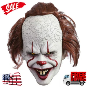 Latex Clown Mask Full Head Costume Pennywise Movie Stephen King's IT Halloween - Picture 1 of 7