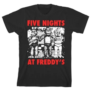 Five Nights at Freddy's "Red Letters" Boy's Black T-Shirt: Small - Picture 1 of 1