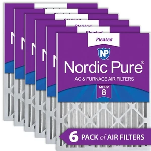 Nordic Pure 16x20x4 (3 5/8) Pleated MERV 8 Air Filters 6 Pack - Picture 1 of 7