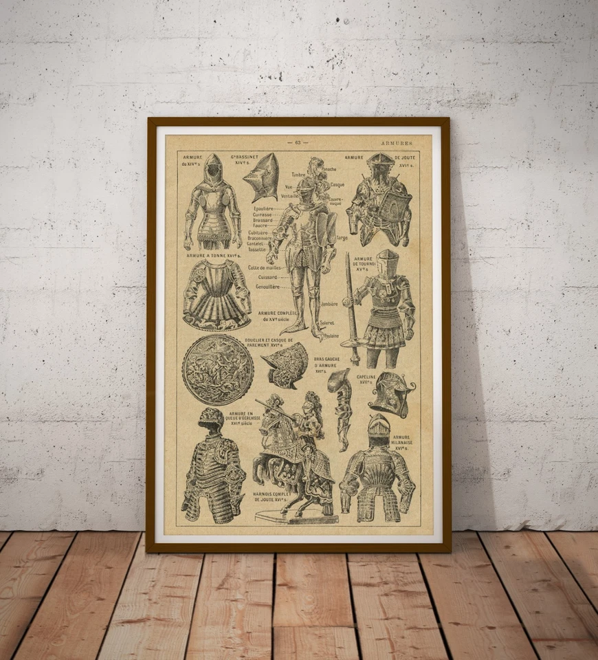 Medieval Knight Armor Poster Vintage Print – Historical Wall Art Multiple Sizes - Image 1 of 4