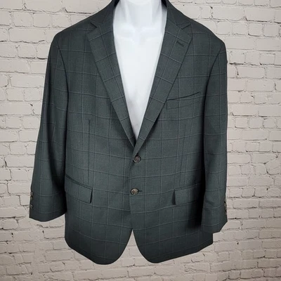 Blazer Abrigo Deportivo Jos A Bank Verde Mezcla Lana Ventana 2 Botones Muesca Talla 44R Foto 1 de 4