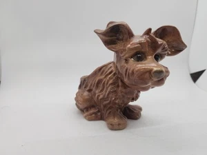 Vintage Porzellan Terrier Übertopf klein braun Terrier Welpe Hundeaugen - Bild 1 von 10