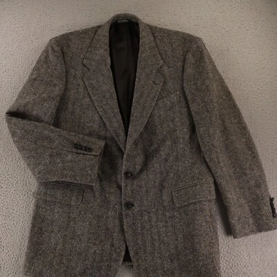 Chaqueta de Tweed de Colección L LT Gris Negro Espiga 100% Lana Blazer Abrigo Deportivo 44L Foto 1 de 4