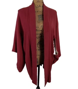 Japanischer Kimono Jacke Morgenmantel Burgund Wein Creme Innen Struktur Blumen Stickerei - Bild 1 von 4