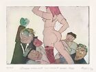 Akt nude nu Radierung etching caricature Karikatur Erotik erotic signiert 1997