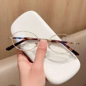 Women Classic Oval Small Retro Glasses Frame Titanium Eyeglasses Frame 48-18-144 - Picture 1 of 19