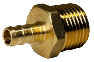 1) 3/8" PEX X 1/2" MALE NPT MALE ADAPTER, PEX B CRIMP FITTING, LEAD FREE BRASS - Picture 1 of 8