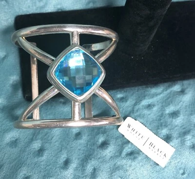 Brazalete Estilo Cleopatra Tonificado Plateado Vidrio Azul Casa Blanca Mercado Negro Foto 1 de 4