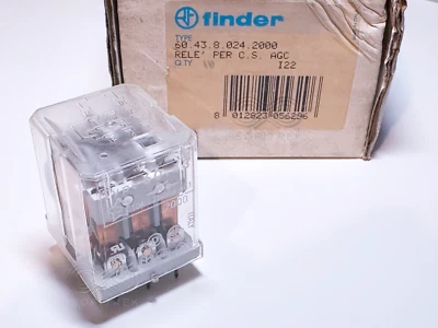 60.43.8.024.2000 Type 60.43 Finder PCB Relay 24VAC 3PDT 10A 250VAC 11-Pin - Image 1 of 4