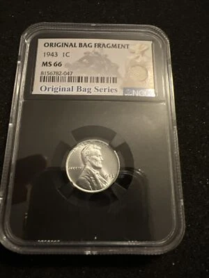 1943 1C Lincoln Steel Cent - MS66 NGC -  Original Bag Fragment - Image 1 of 4