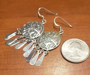 Sterling silver long earrings, bohemian style - Picture 1 of 2