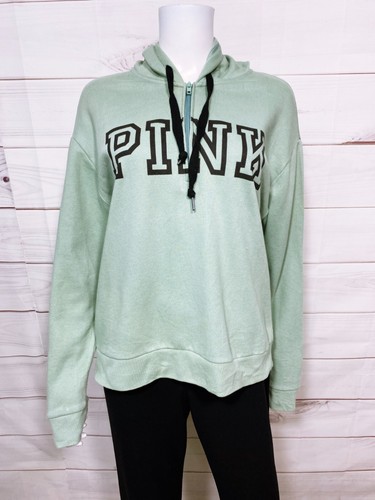 UNDERCOVER Felpa donna rosa Victoria's Secret con cappuccio taglia M verde 1 4 zip manica lunga