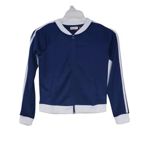 So Girls Juniors S Track Jacket Blue White Striped Full Zip Activewear Pockets - Picture 1 of 5