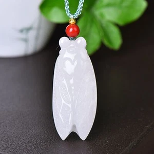 Chinese Natural White Jade Hand-carved Exquisite Cicada Statue Pendant 1048 - Picture 1 of 6