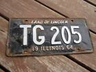 Original Land Of Lincoln Tg 205 Illinois 1964 License Plate Only One