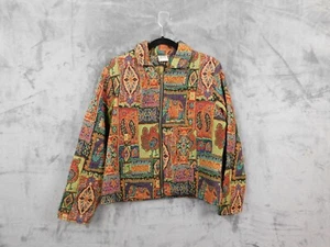 Parsley & Sage Jacket Womens Small Art Boho Zip Up Coat Beaded Tapestry Chicken - Picture 1 of 11